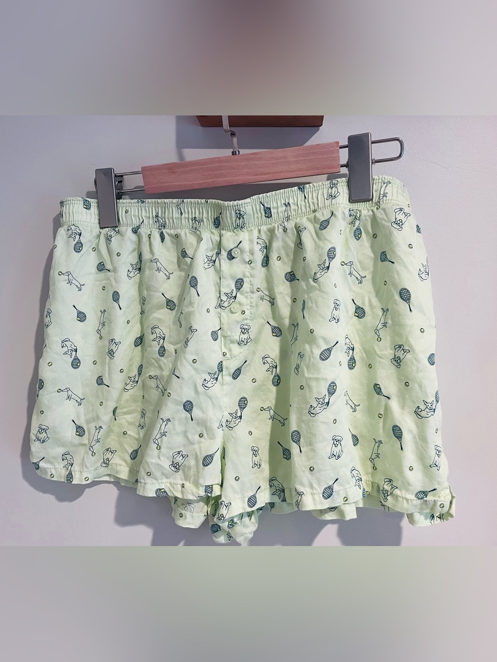 Victoria’s Secret PINK Boyshorts Boxers LARGE dogs tennis Sleep Shorts Green